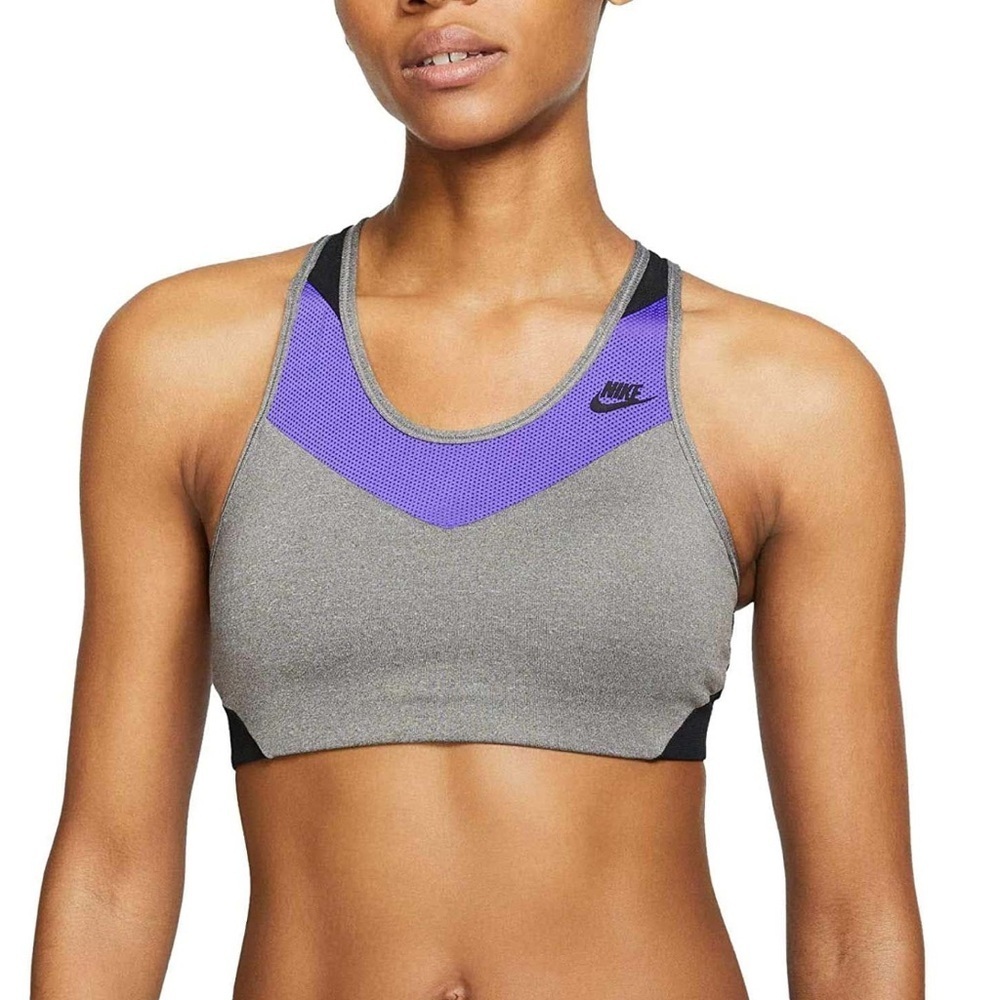 NIKE Women's Windrunner Sports Training Bra SZ Medium in Gray Purple Black